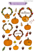 Autumn Wreaths and Pumpkins