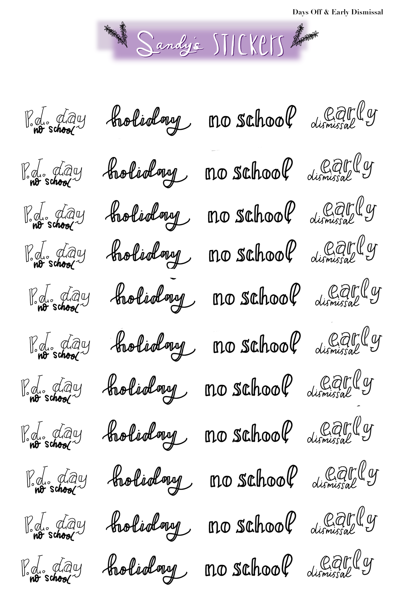 Days Off & Early Dismissal Script
