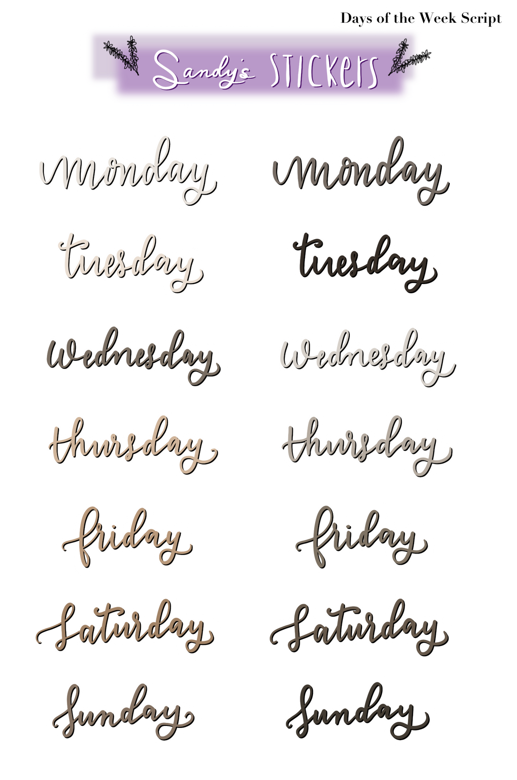 Days of the Week Script Two