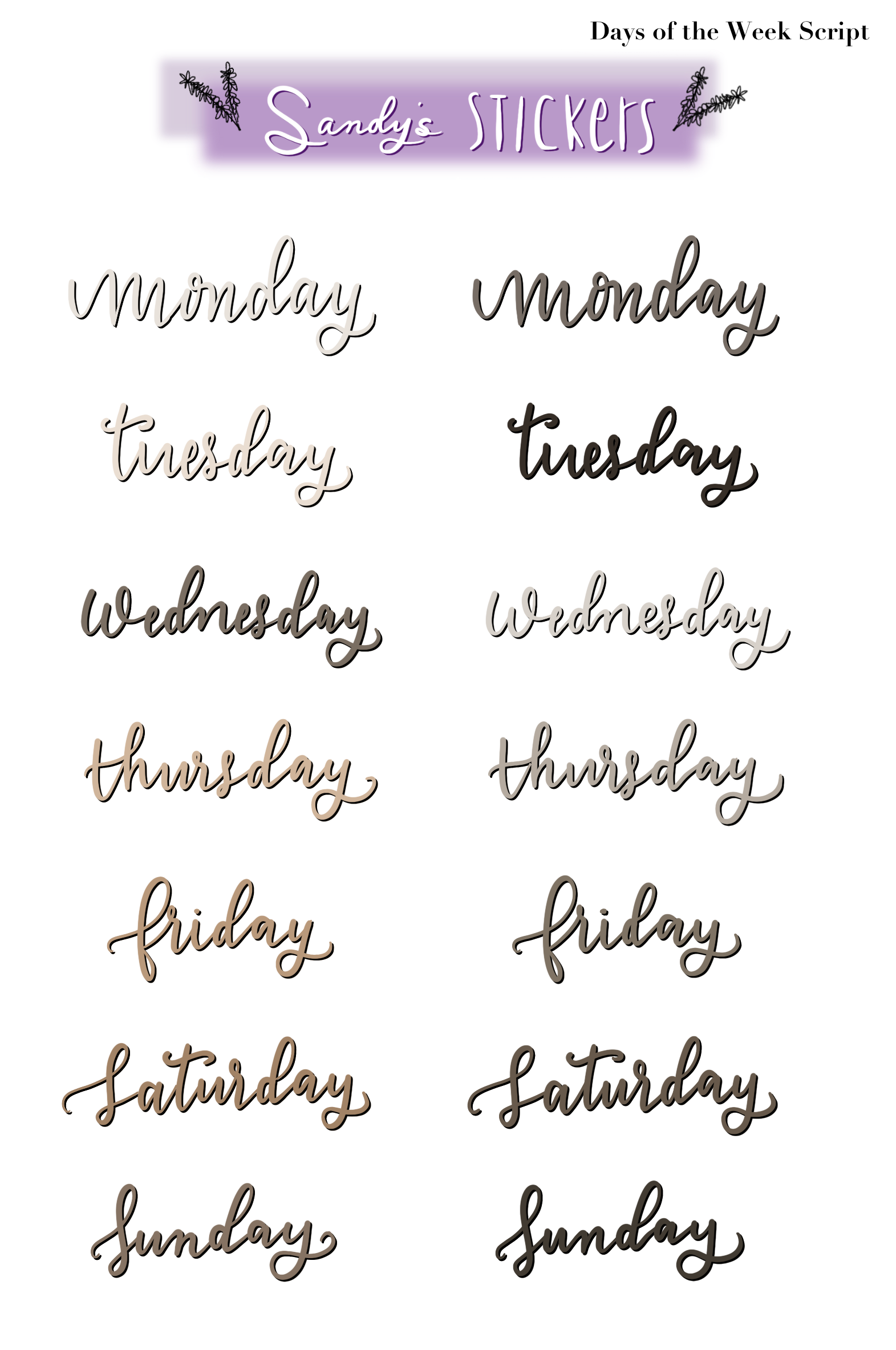 Days of the Week Script Two