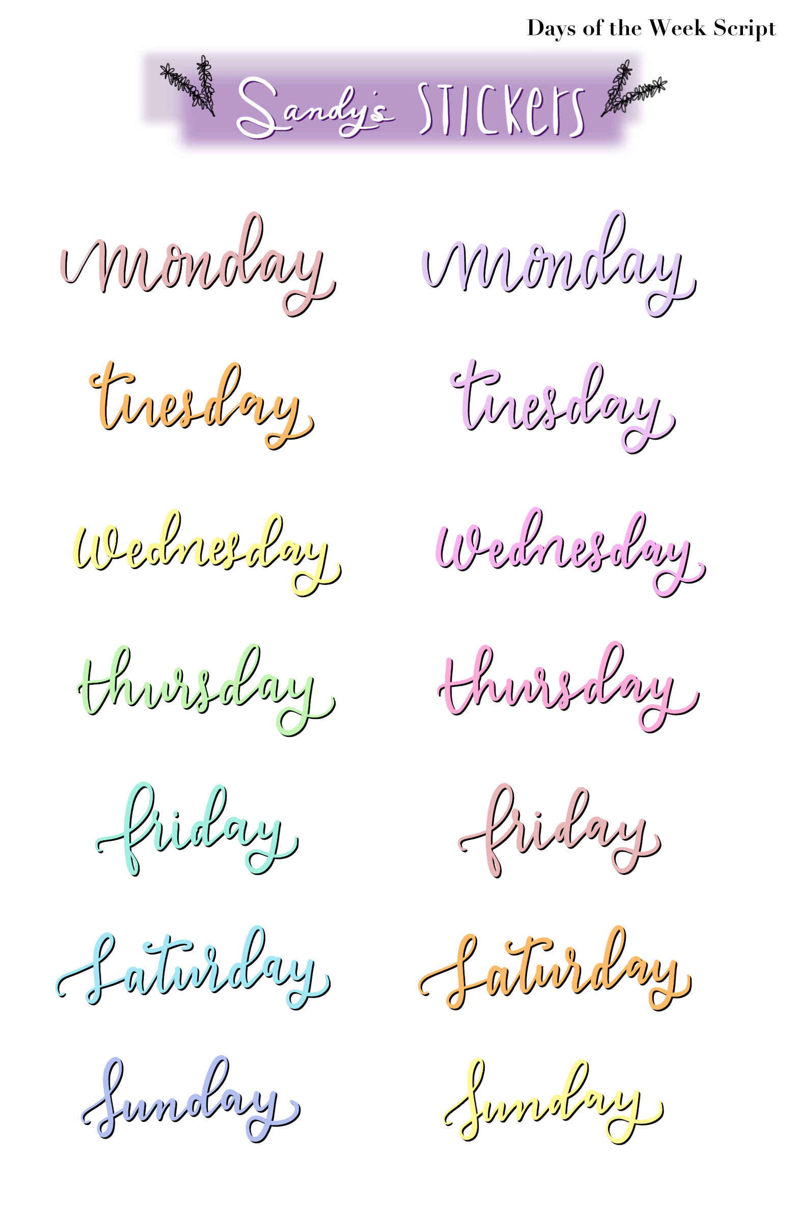 Days of the Week Script Two