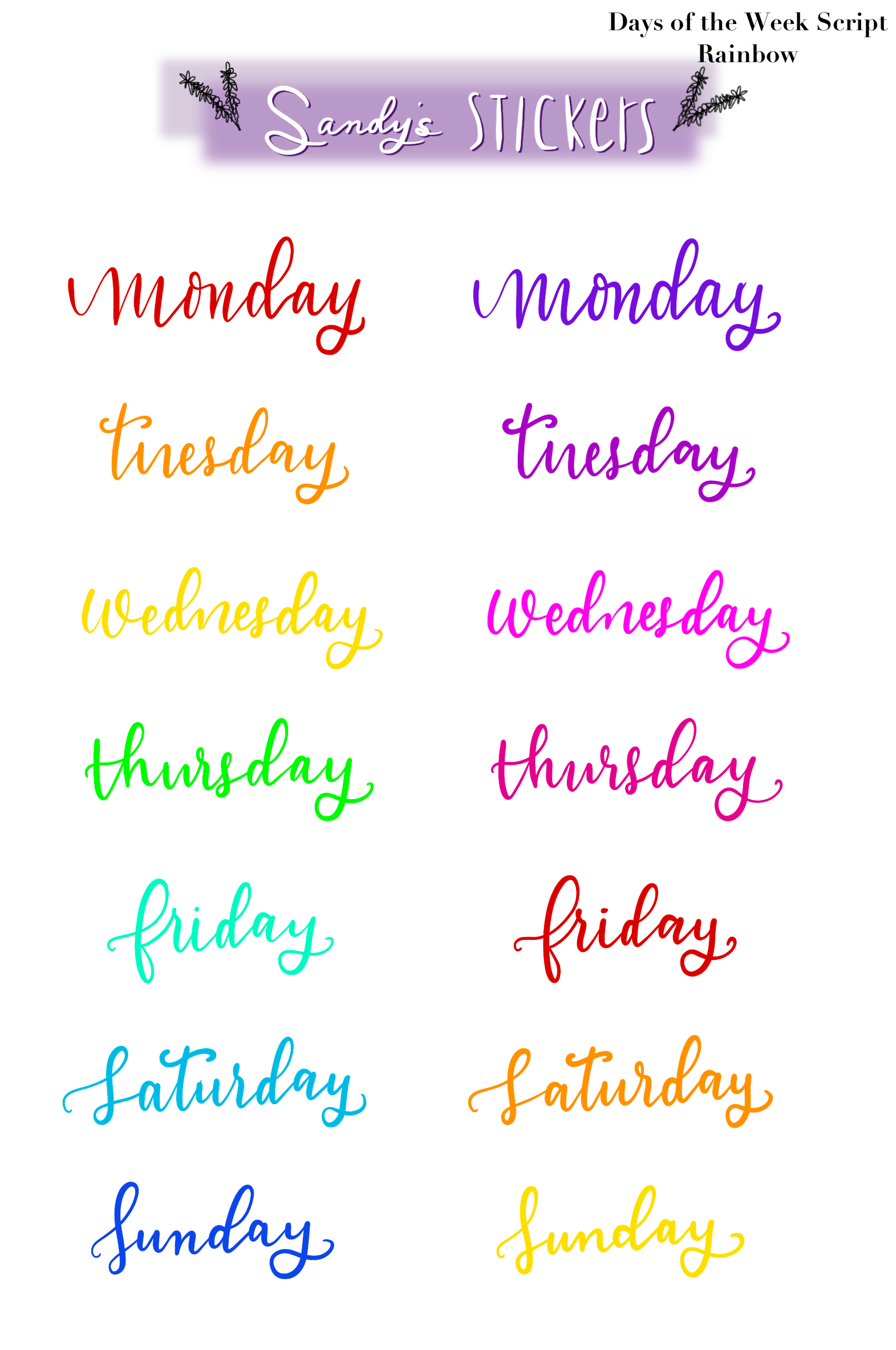 Days of the Week Script Two