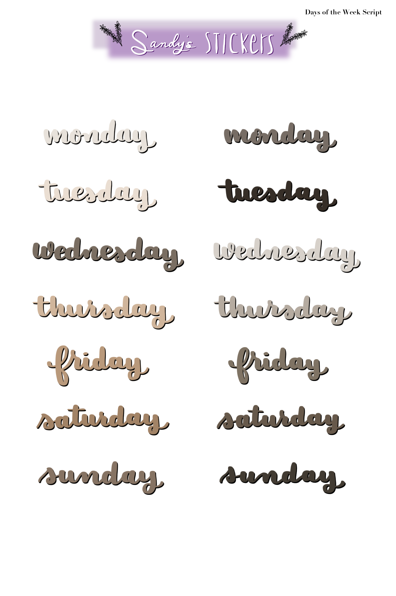 Days of the Week Script One