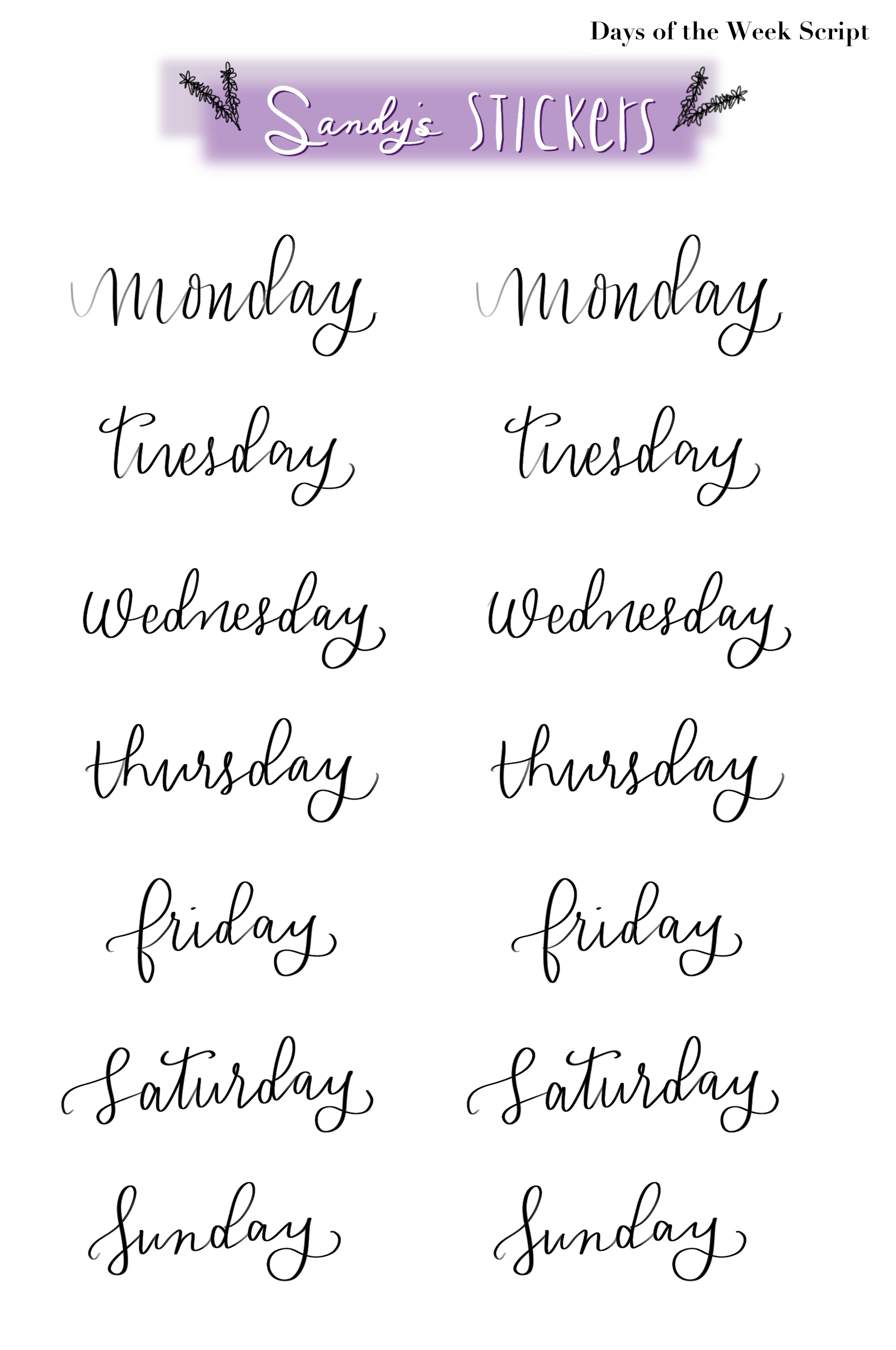 Days of the Week Script One