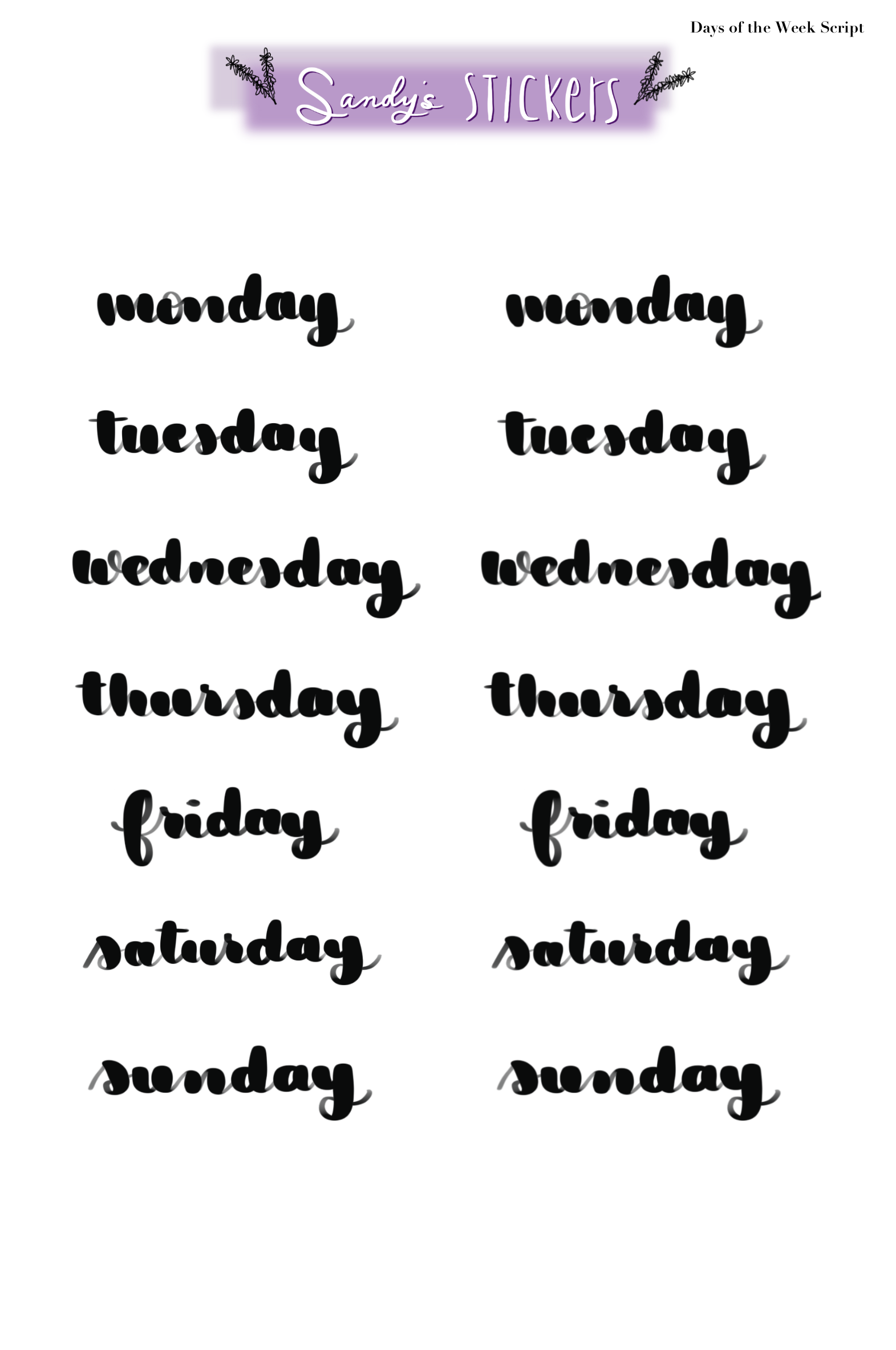 Days of the Week Script One