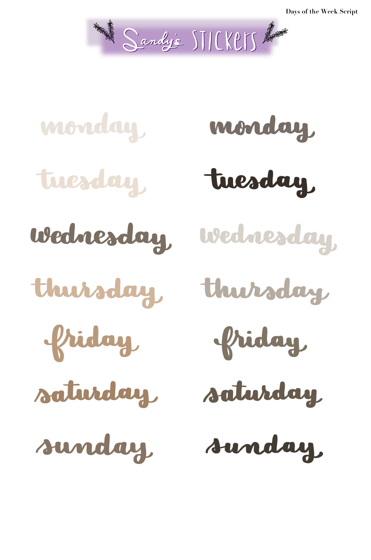 Days of the Week Script One