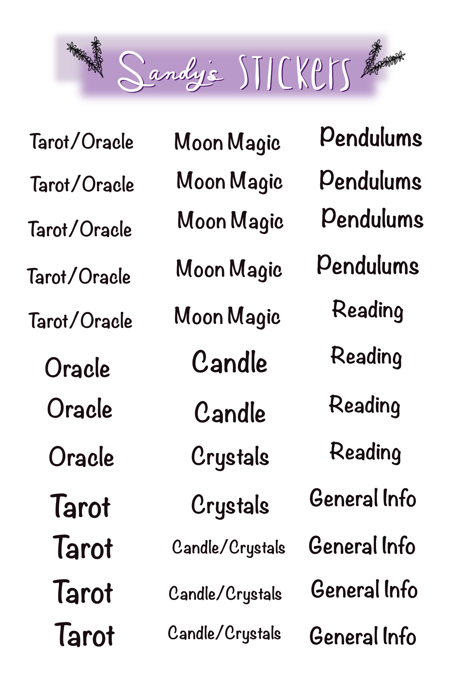 Planner Divider Labels