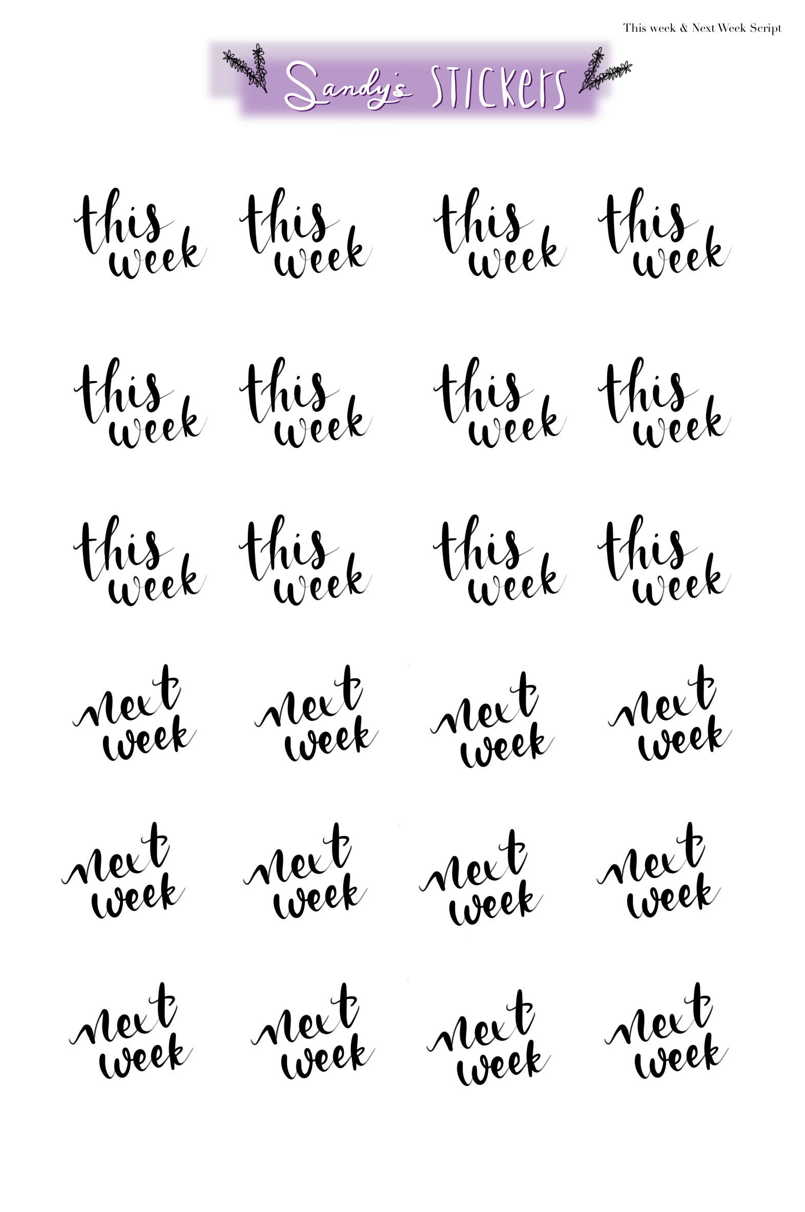 This Week & Next Week Script